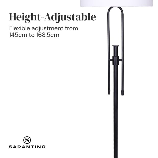 Sarantino Height-Adjustable Metal Floor Lamp Matte Black Image 6