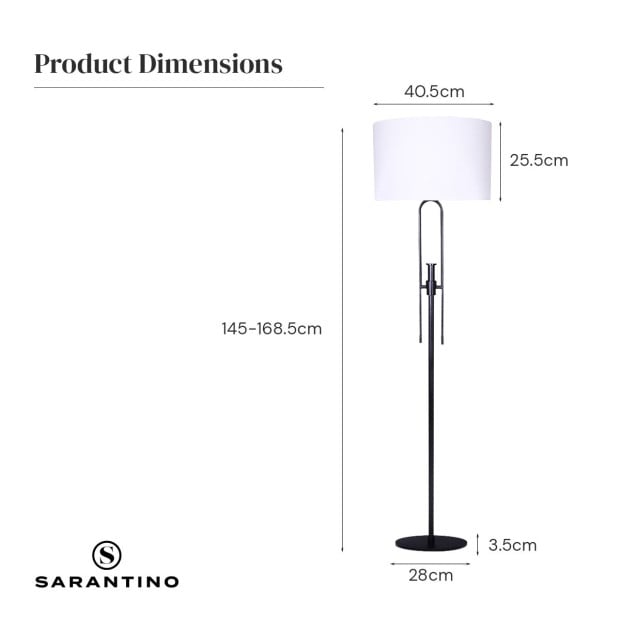 Sarantino Height-Adjustable Metal Floor Lamp Matte Black Image 8