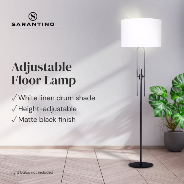 Sarantino Height-Adjustable Metal Floor Lamp Matte Black Image 11