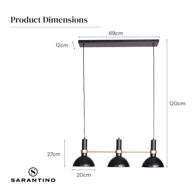 Sarantino 3-Light Hanging Pendant Ceiling Lamp Image 5