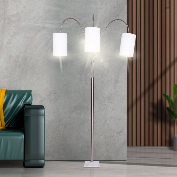 Sarantino 3-Light Metal Arc Floor Lamp - Nickel & Marble Finish Image 10
