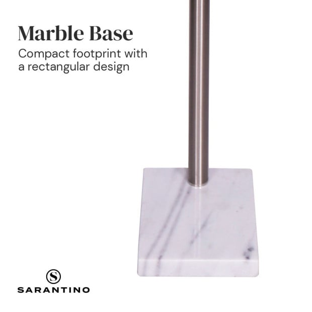 Sarantino 3-Light Metal Arc Floor Lamp - Nickel & Marble Finish Image 2
