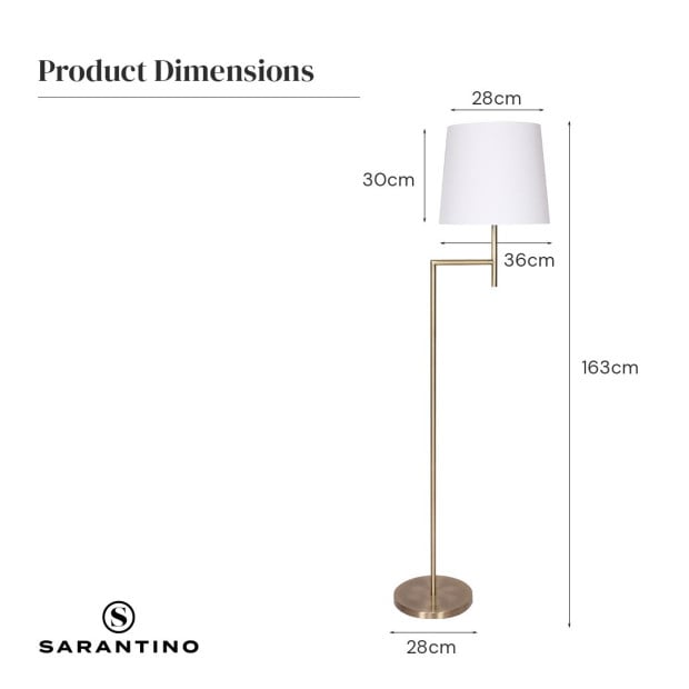 Sarantino Metal Floor Lamp - Antique Brass Image 8
