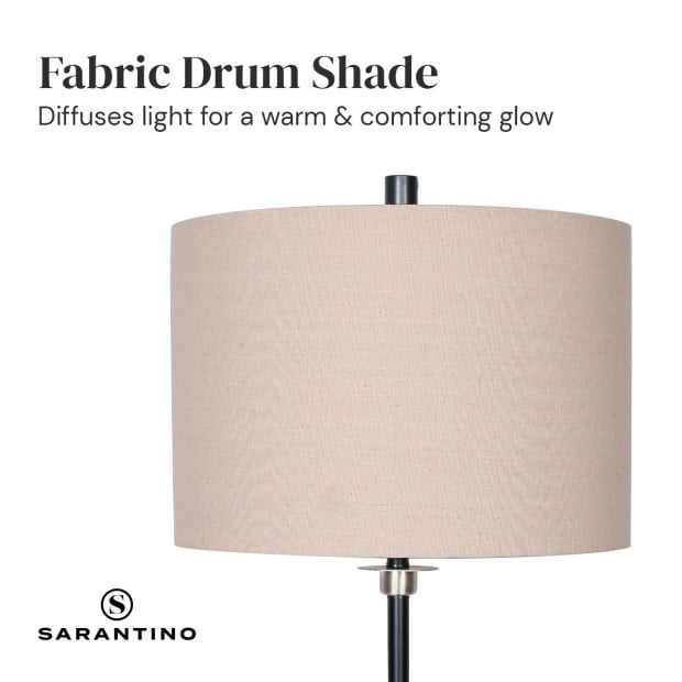 Sarantino Metal Table Lamp with Cream Drum Shade Image 6