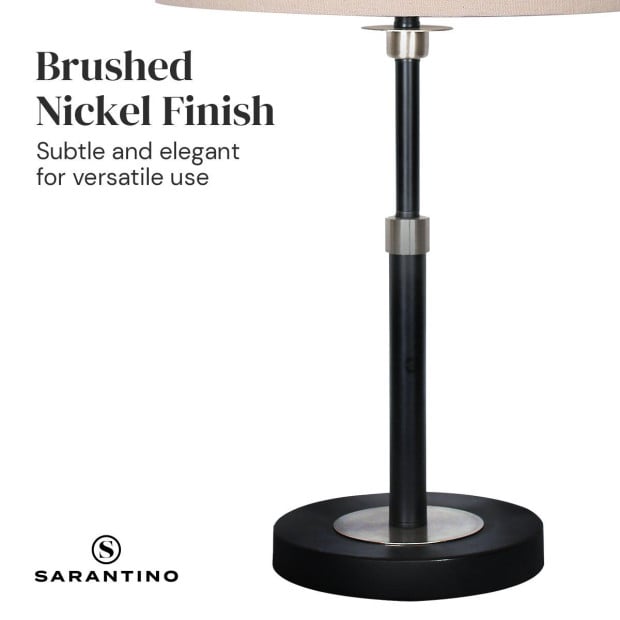 Sarantino Metal Table Lamp with Cream Drum Shade Image 7