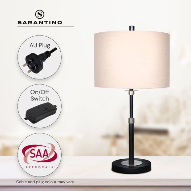 Sarantino Metal Table Lamp with Cream Drum Shade Image 8