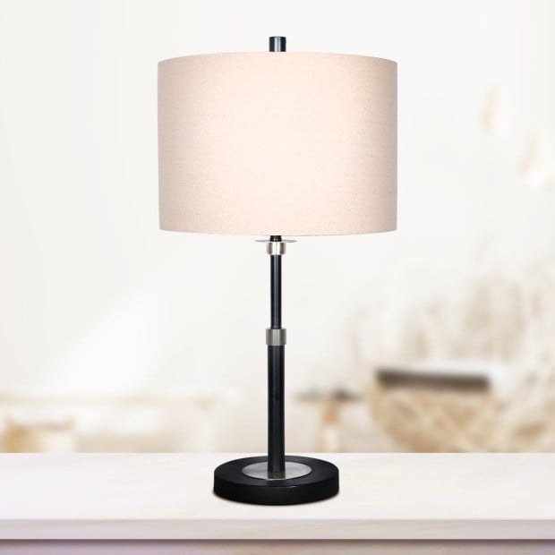 Sarantino Metal Table Lamp with Cream Drum Shade Image 9