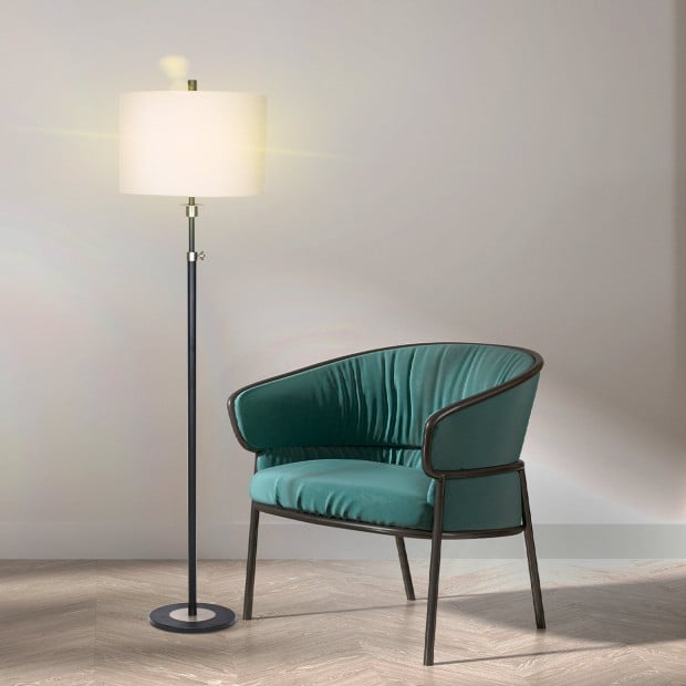 Sarantino Metal Floor Lamp with Cream Drum Shade Image 10