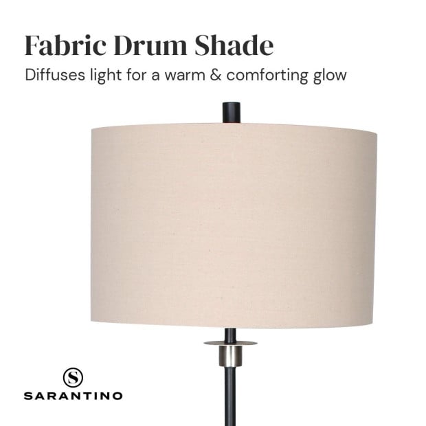Sarantino Metal Floor Lamp with Cream Drum Shade Image 6