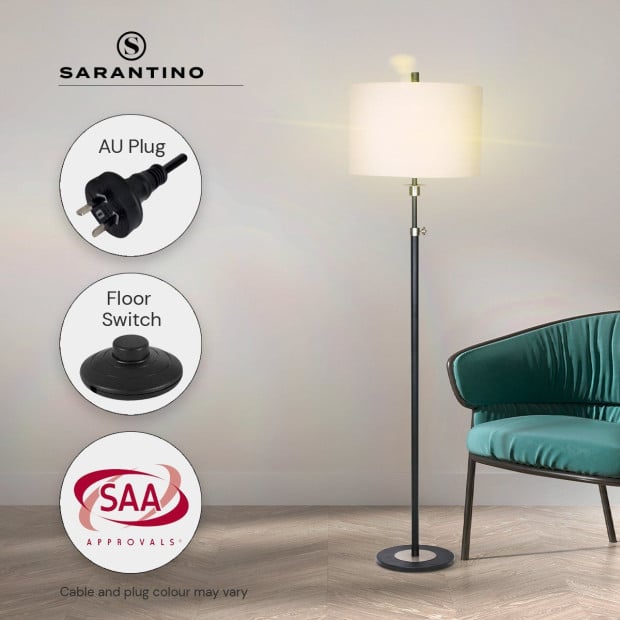 Sarantino Metal Floor Lamp with Cream Drum Shade Image 9
