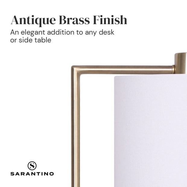 Sarantino Metal Task Lamp with USB Port - Antique Brass Image 10