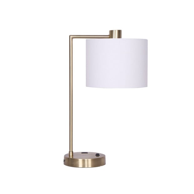Sarantino Metal Task Lamp with USB Port - Antique Brass