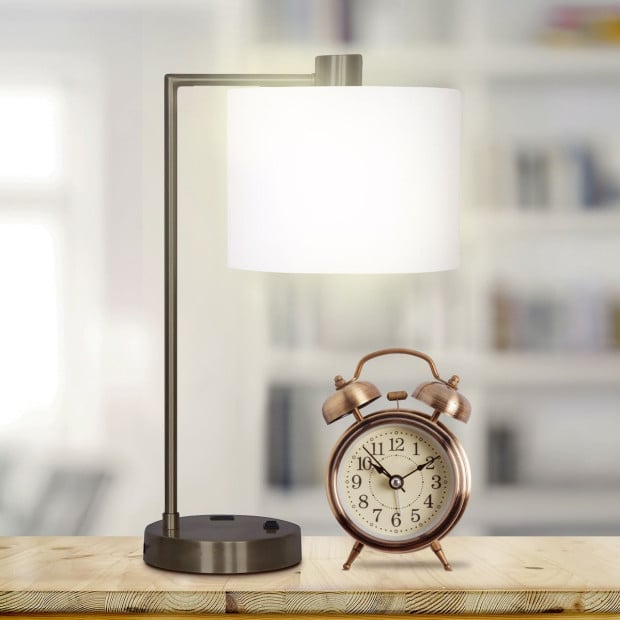 Sarantino Metal Task Lamp with USB Port - Black Image 6
