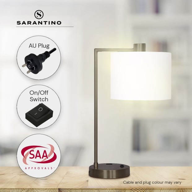 Sarantino Metal Task Lamp with USB Port - Black Image 7