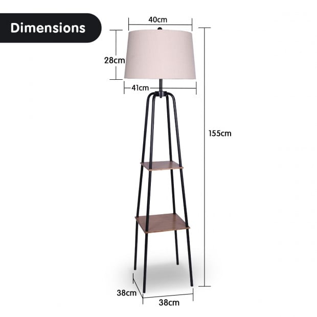 Sarantino Metal Etagere Floor Lamp Shade in Wood Grain Finish Image 2
