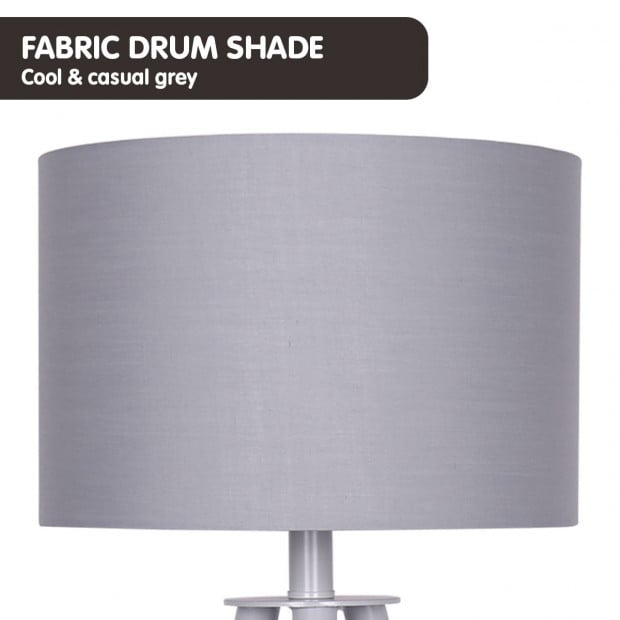 Sarantino Metal Tripod Desk Lamp - Grey Metal & Wood Legs Image 5
