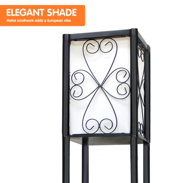 Sarantino Metal Etagere Floor Lamp with Wine Holder Shelf Image 3