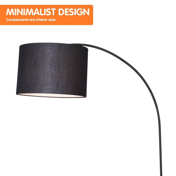 Sarantino Metal Arc Arm Floor Lamp Shade Light Black Image 3
