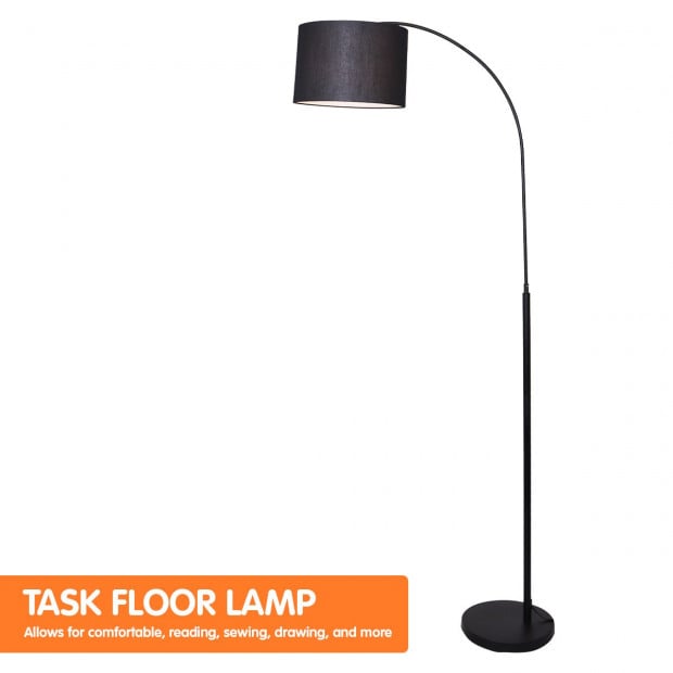 Sarantino Metal Arc Arm Floor Lamp Shade Light Black Image 5