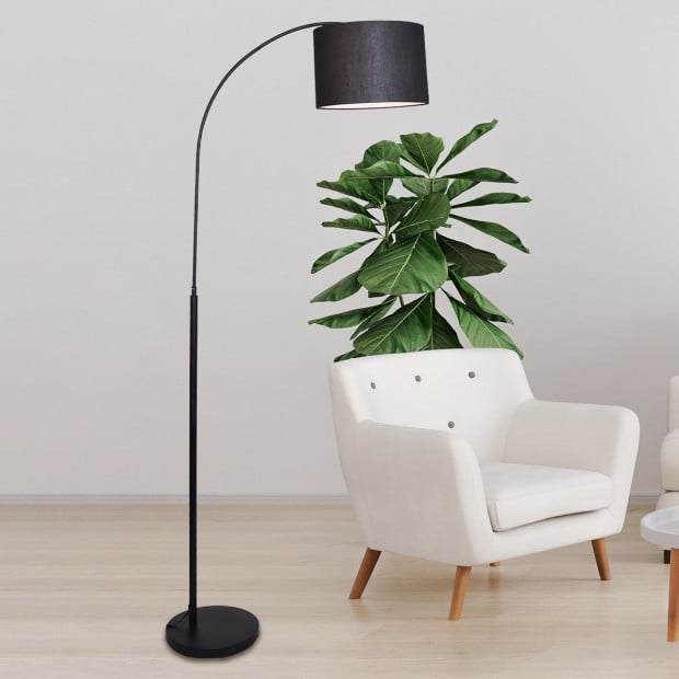 Sarantino Metal Arc Arm Floor Lamp Shade Light Black Image 6