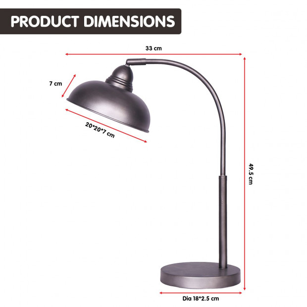Sarantino Metal Desk Lamp in Dark Grey Finish Image 2