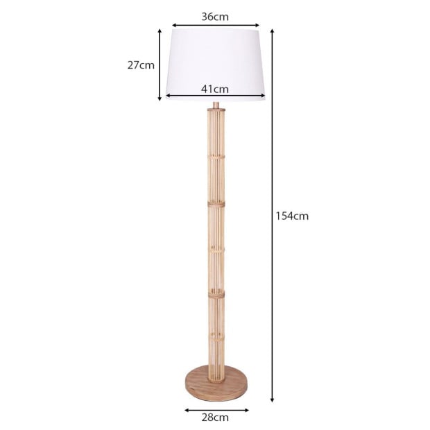 Sarantino Rattan Floor Lamp With Off-White Linen Shade Image 3