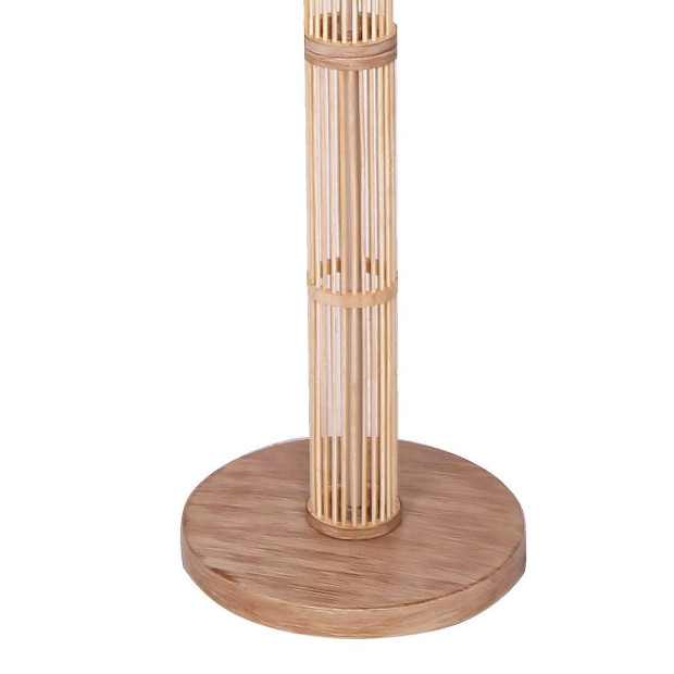 Sarantino Rattan Floor Lamp With Off-White Linen Shade Image 5