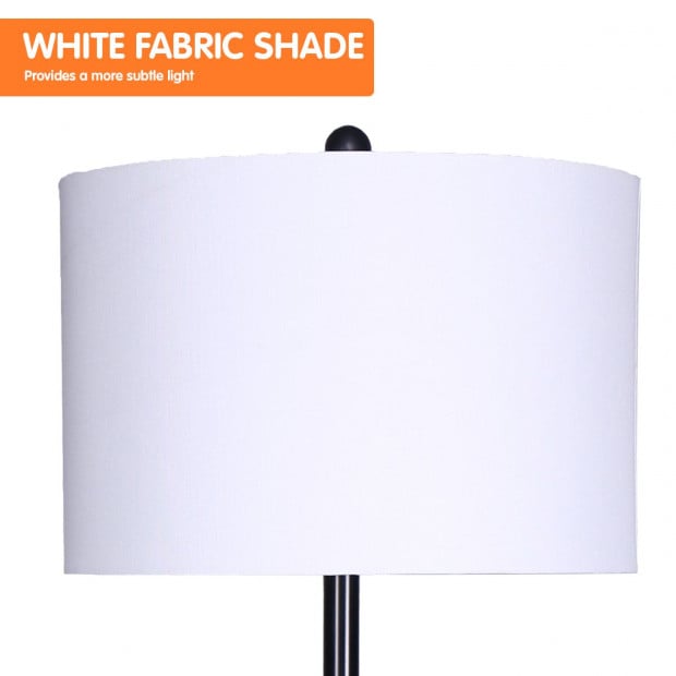 Sarantino Metal Floor Lamp Shade Black Post in Marble Finish Shelves Image 3
