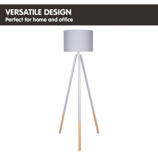 Sarantino Tripod Floor Lamp - Grey Metal & Wood Legs Image 5
