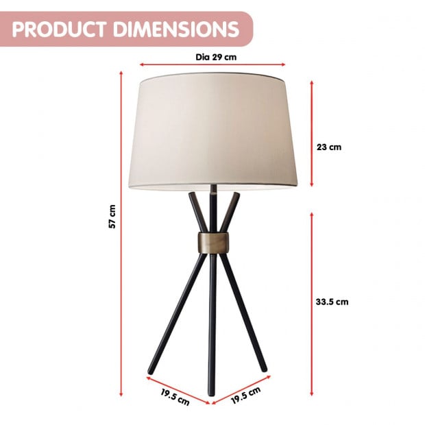 Sarantino Metal Tripod Table Lamp with Antique Brass Accent Image 3