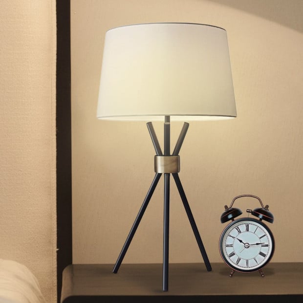 Sarantino Metal Tripod Table Lamp with Antique Brass Accent Image 2