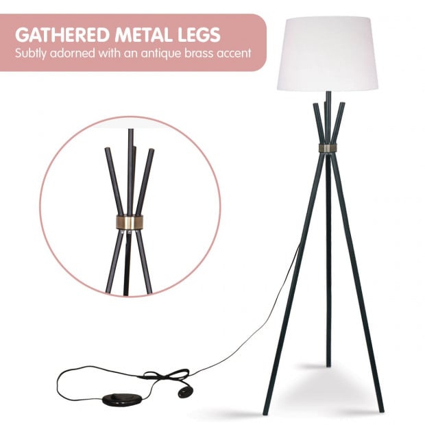 Sarantino Tripod Floor Lamp in Metal and Antique Brass Image 4