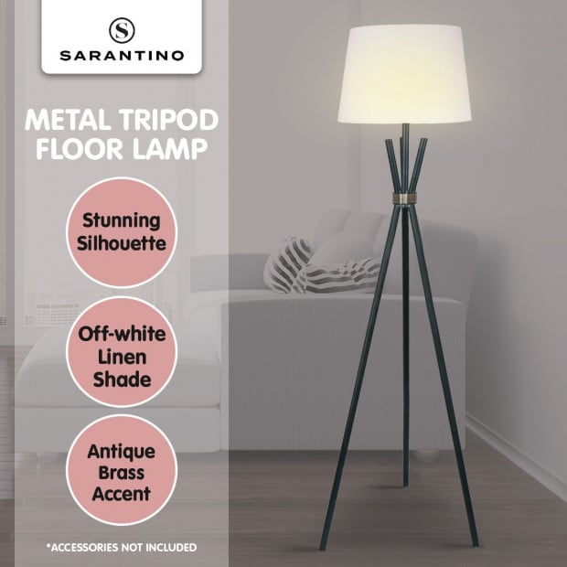 Sarantino Tripod Floor Lamp in Metal and Antique Brass Image 6