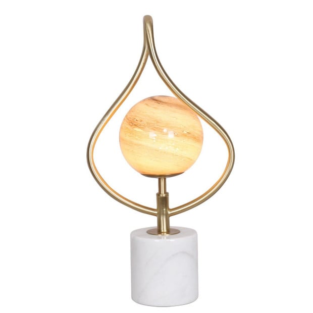 Sarantino Sculptural Orange Glass Table Lamp with White Marble Base Image 2