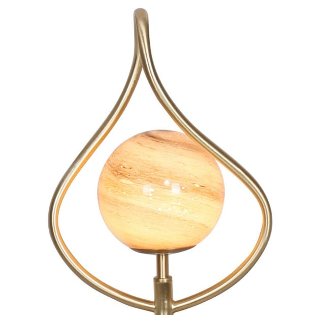 Sarantino Sculptural Orange Glass Table Lamp with White Marble Base Image 4