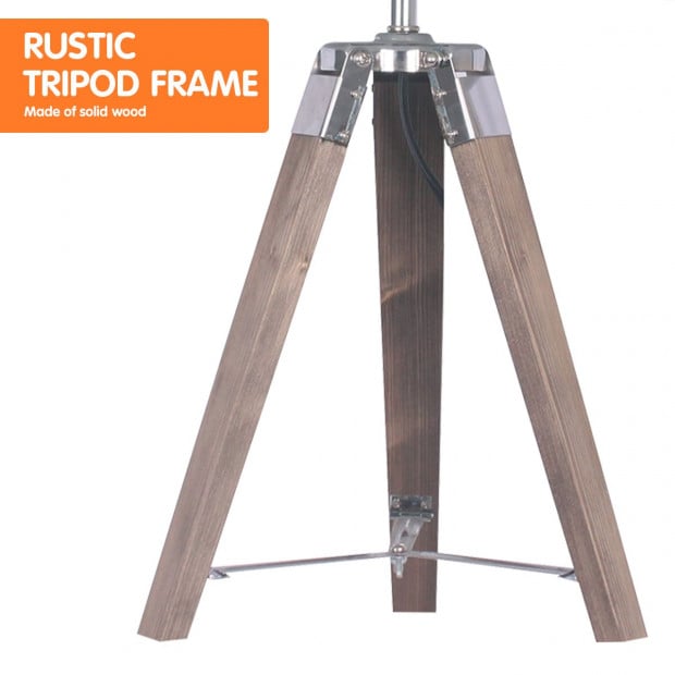 Sarantino Wooden Tripod Table Lamp With Black Linen Taper Fabric Shade Image 4
