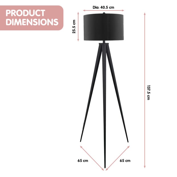 Sarantino Minimalist Modern Tripod Floor Lamp Black Image 4