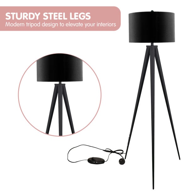 Sarantino Minimalist Modern Tripod Floor Lamp Black Image 6