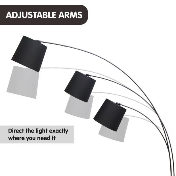 Sarantino Arc Floor Lamp with 3 Adjustable Shades Image 6