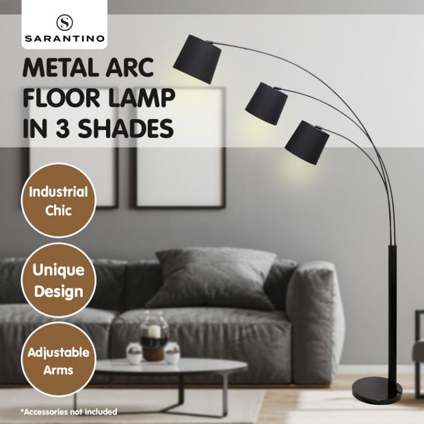 Sarantino Arc Floor Lamp with 3 Adjustable Shades Image 2