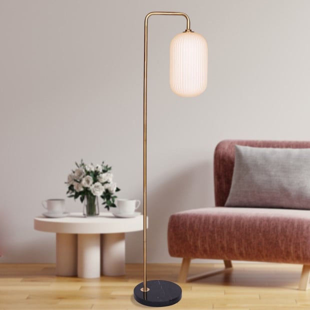 Sarantino Metal Floor Lamp With Opal Glass Shade Image 9