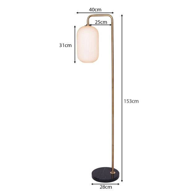 Sarantino Metal Floor Lamp With Opal Glass Shade Image 2
