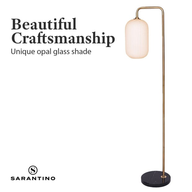Sarantino Metal Floor Lamp With Opal Glass Shade Image 6