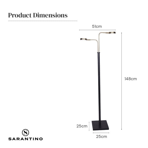Sarantino 2-Light LED Metal Floor Lamp Image 9