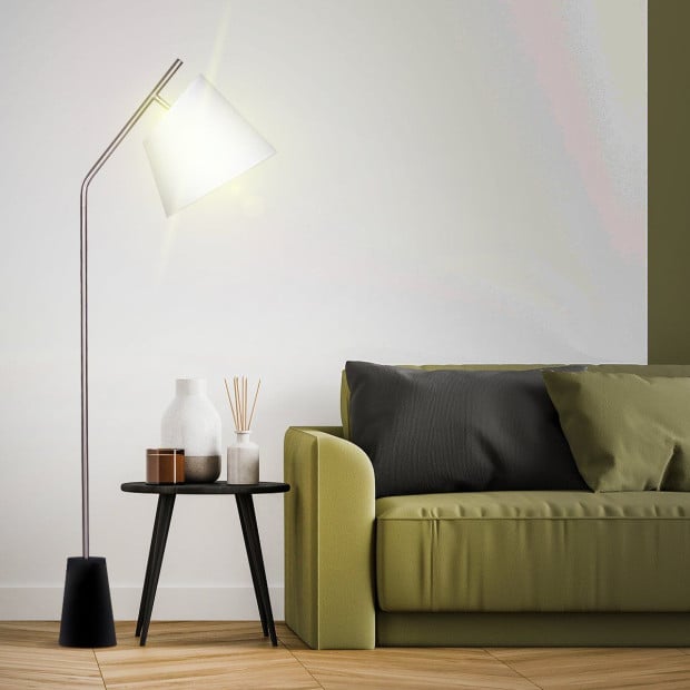 Sarantino Metal Arc Floor Lamp with Black Marble Base Image 10