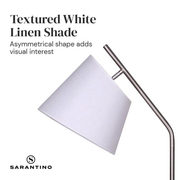 Sarantino Metal Arc Floor Lamp with Black Marble Base Image 6
