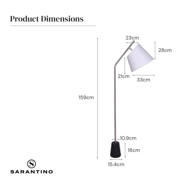 Sarantino Metal Arc Floor Lamp with Black Marble Base Image 8