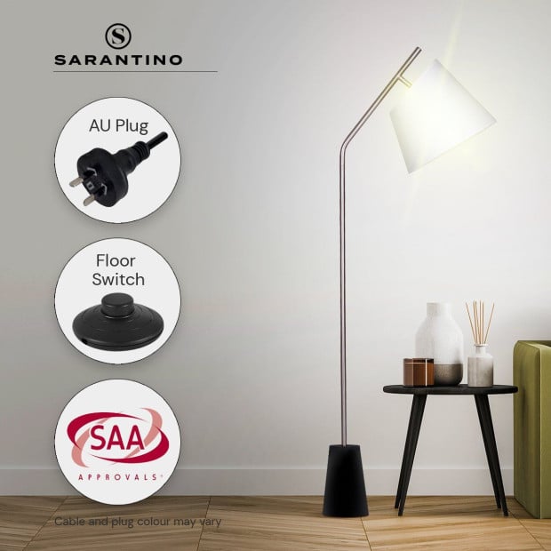 Sarantino Metal Arc Floor Lamp with Black Marble Base Image 9