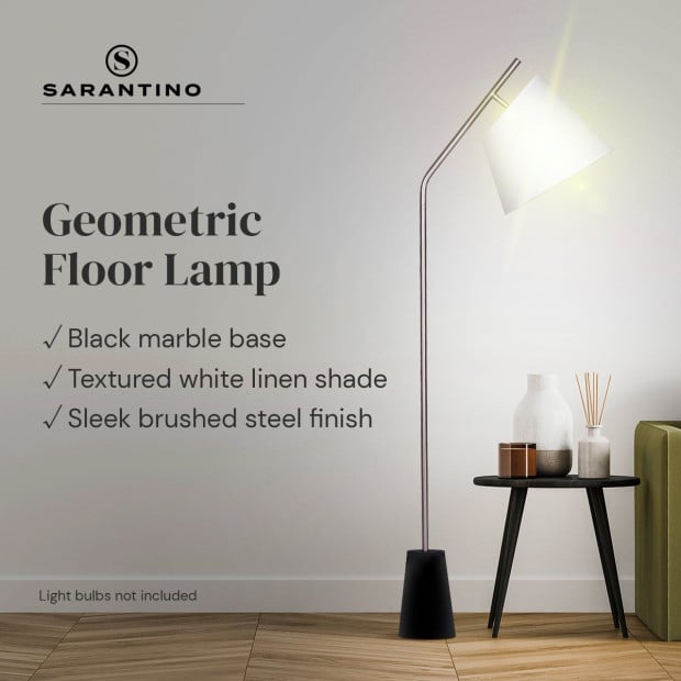Sarantino Metal Arc Floor Lamp with Black Marble Base Image 11