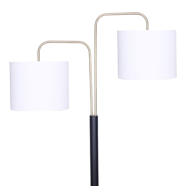 Sarantino 2-Shade Metal Floor Lamp - Black & Gold Image 10